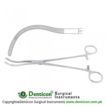 Stille Kidney Pedicle Clamp Curved - Grooved Stainless Steel, 23 cm - 9"